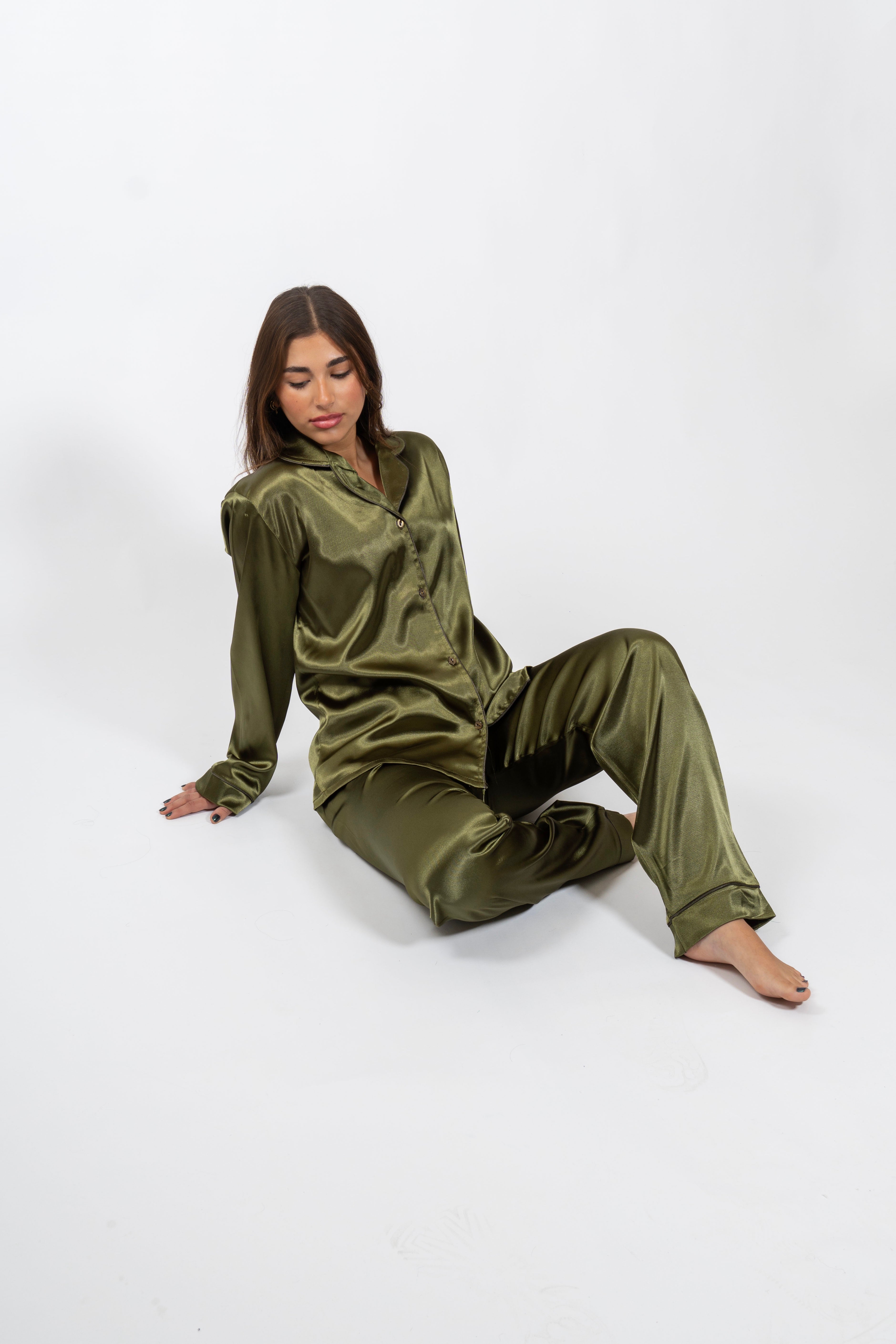 Golden Olive Silk Set