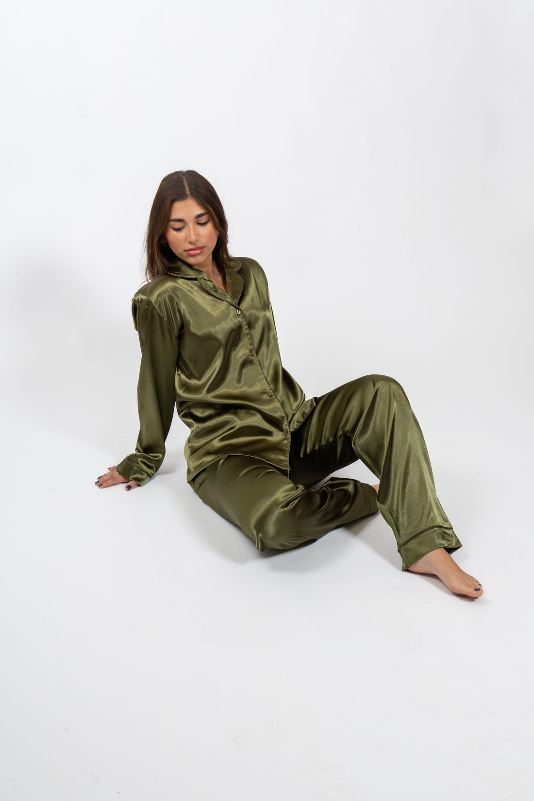 Golden Olive Silk Set