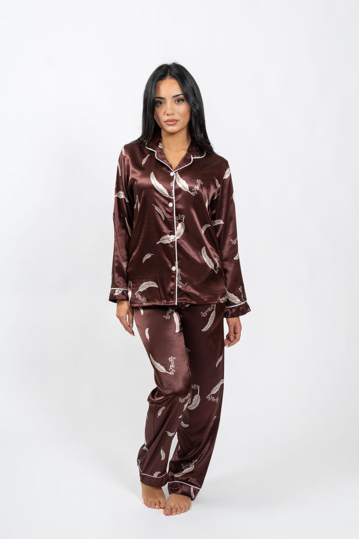 Espresso Feathers Silk Set