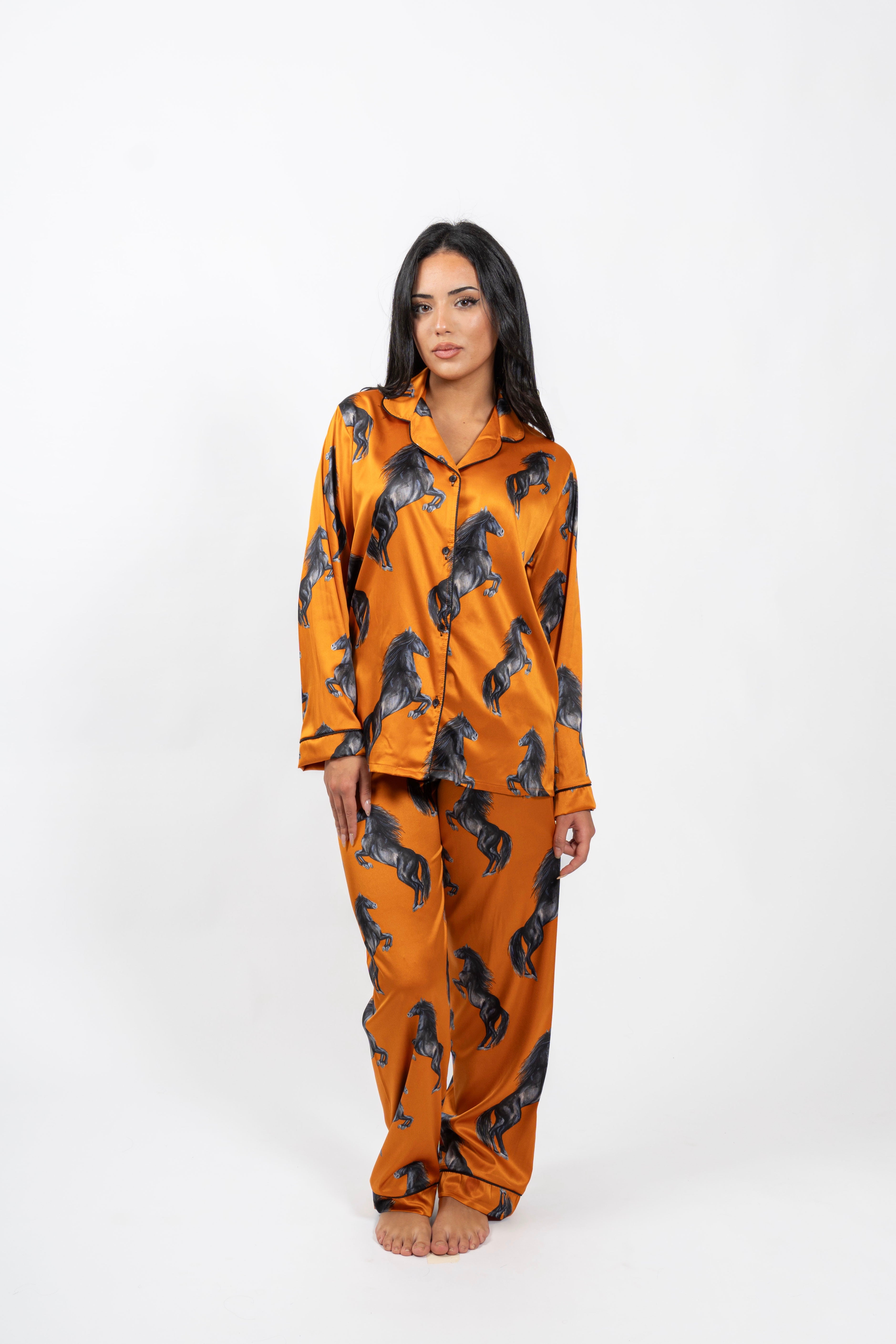 Orange Gallop Satin Set