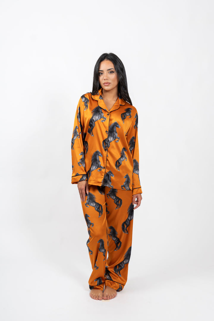 Orange Gallop Satin Set