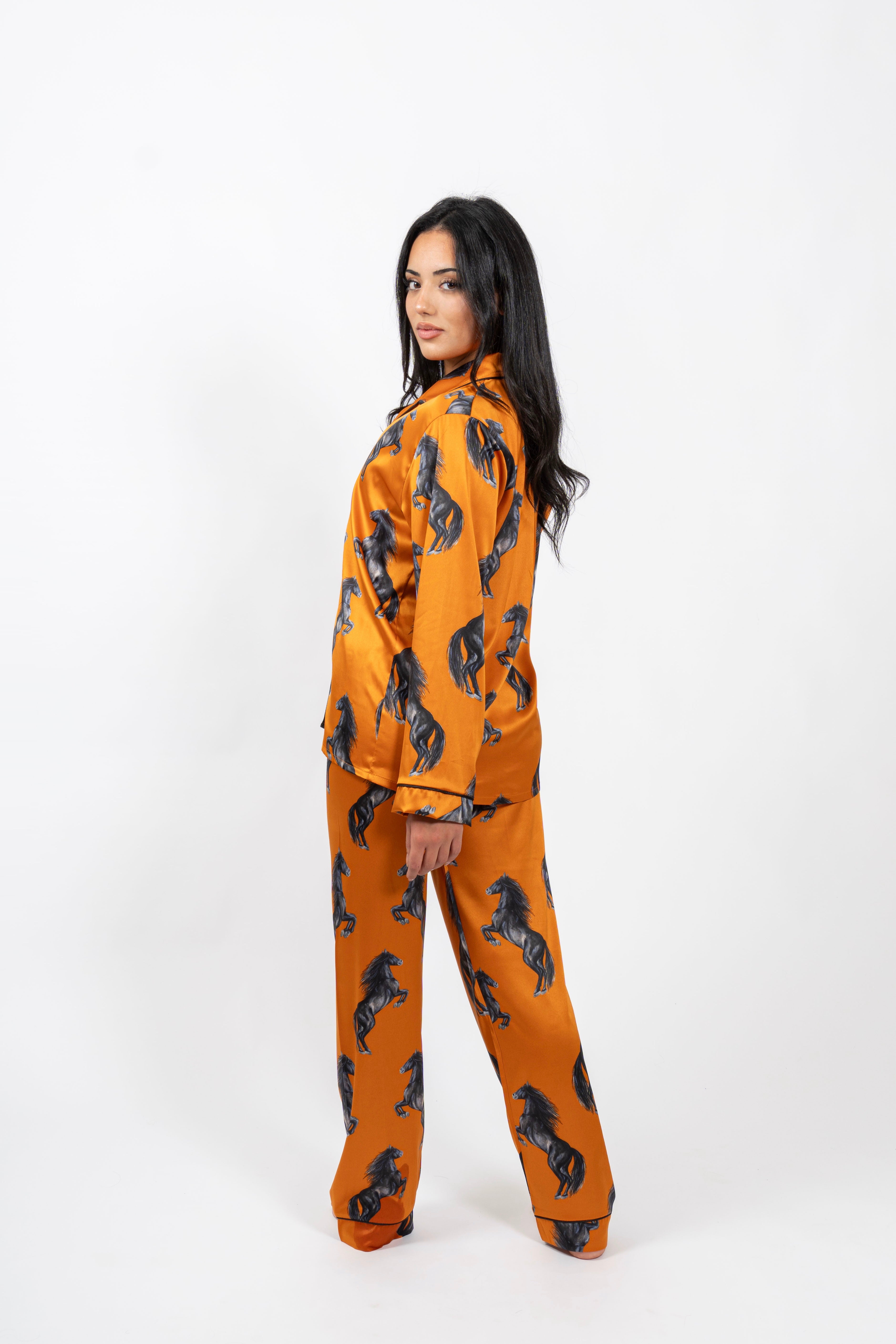 Orange Gallop Satin Set