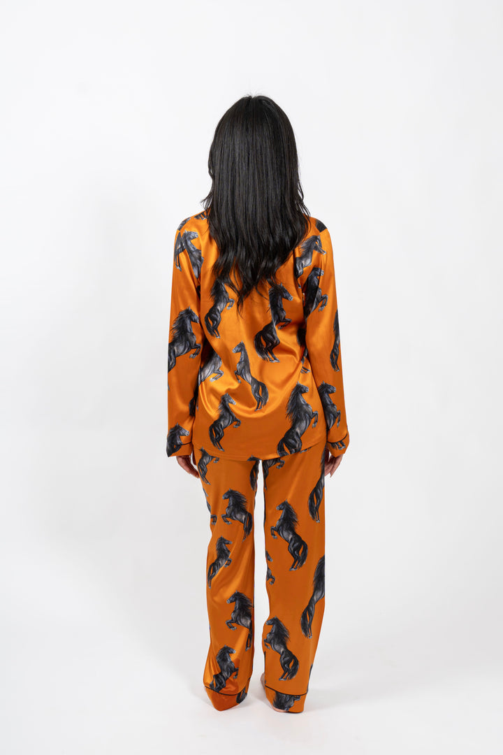 Orange Gallop Satin Set