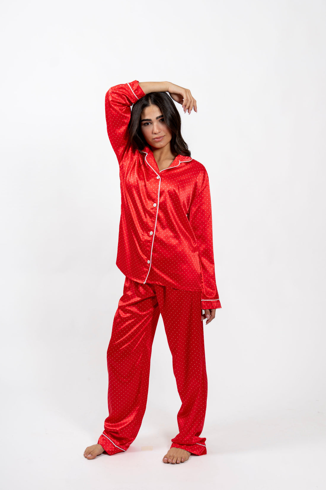 Sweet Cherry Poka Satin Set